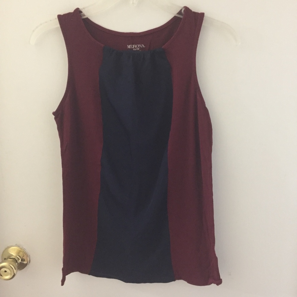 Merona Sleeveless Blouse Navy Blue Maroon Size XS